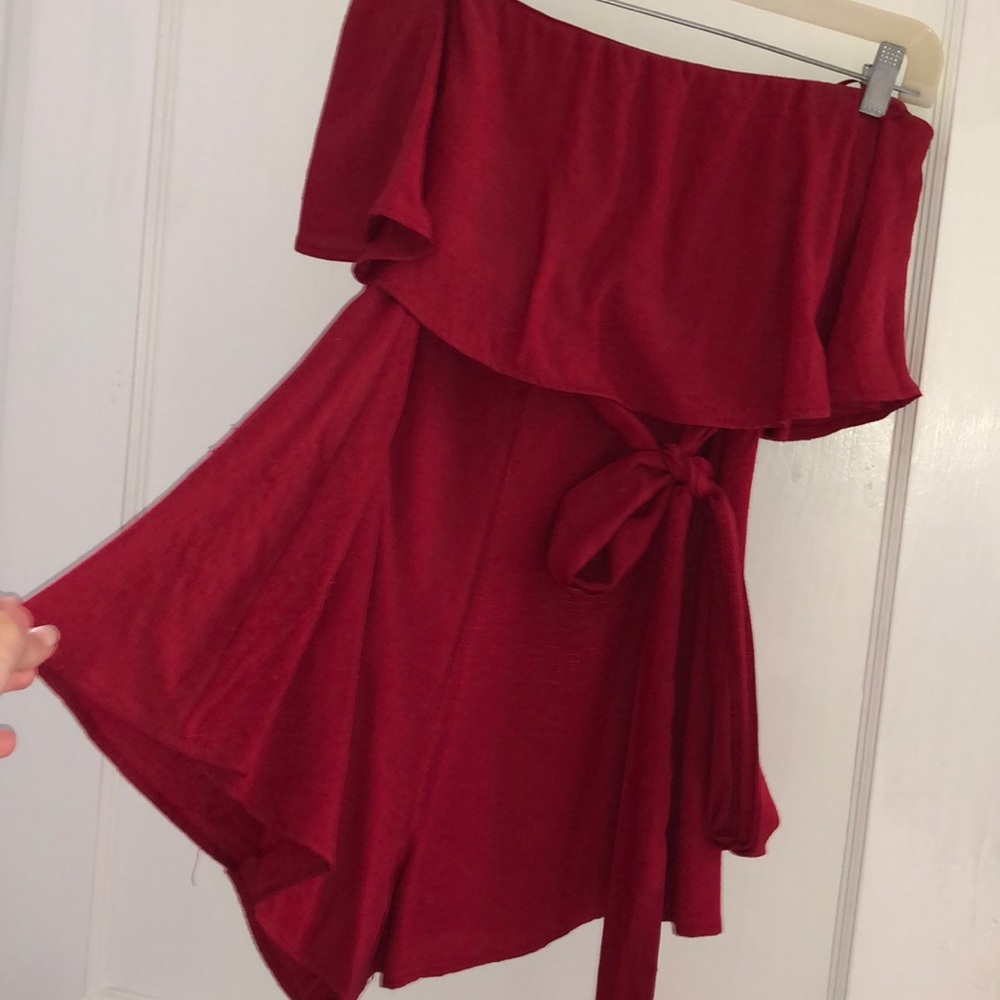 Red strapless romper size small